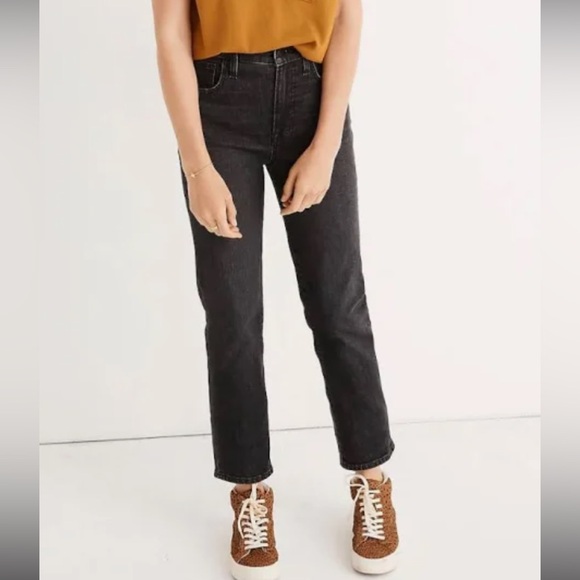 Madewell The Perfect Vintage Crop Jean 27 black high rise waist - Picture 2 of 13